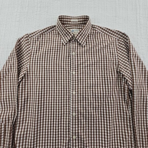 VTG J. Crew 2-Ply Cotton Shirt Men's S Brown Checkered Button Up EUC Long Sleeve - Picture 6 of 16